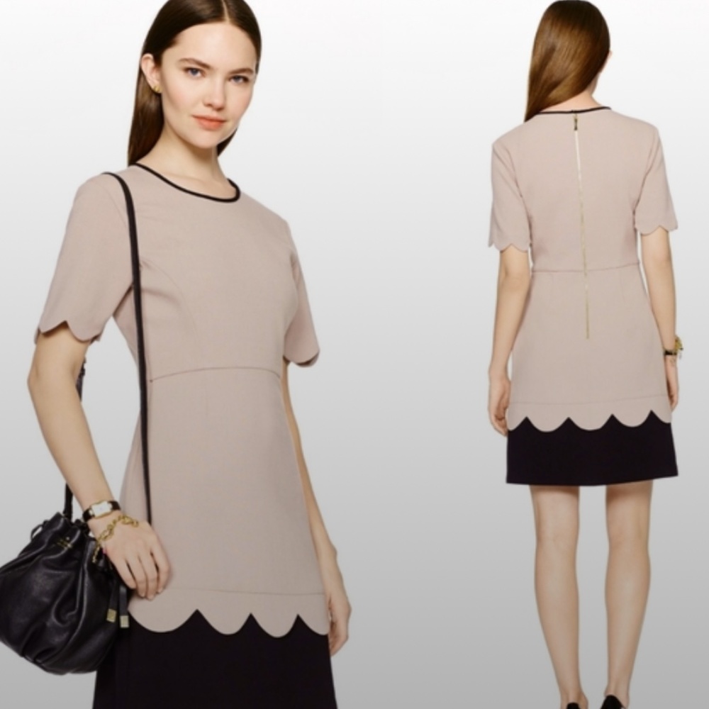 Kate Spade Scalloped Colorblock Crepe Dress